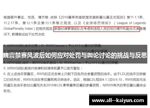魏震禁赛风波后如何应对处罚与舆论讨论的挑战与反思